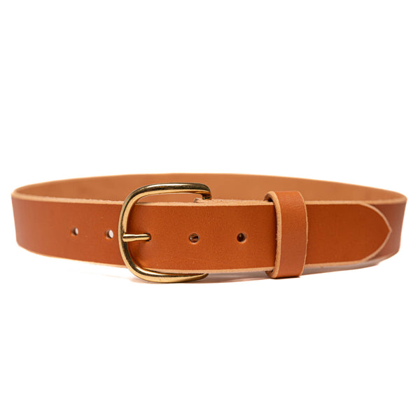 Proven Hands Classic Tan Full Grain Leather Belt – Made in USA - Tan - Black Buckle