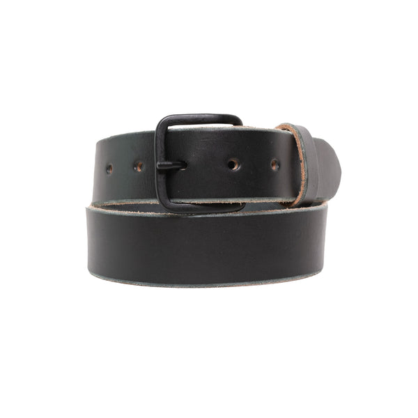 Proven Hands Classic Full Grain Leather Belt – Made in USA - Black - Black Buckle