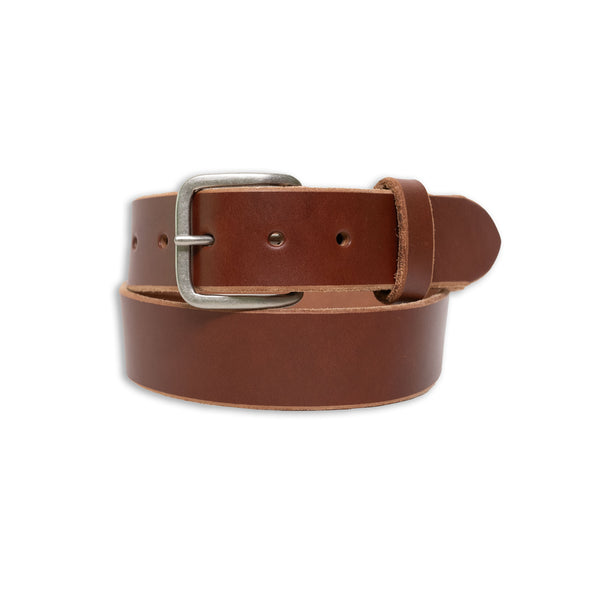 Proven Hands Classic Full Grain Leather Belt – Made in USA - Brown - Nickel Buckle