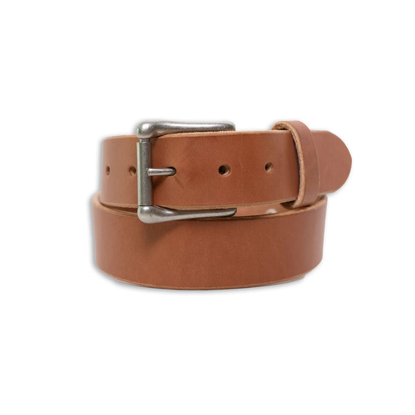 Proven Hands Settler Full Grain Leather Belt – Made in USA - Buck Brown - Gun Metal Roller Buckle