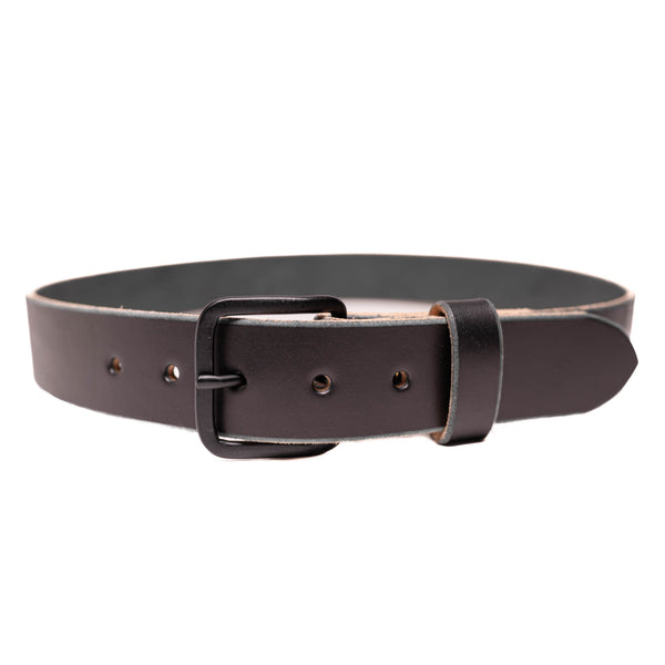 Proven Hands Classic Full Grain Leather Belt – Made in USA - Black - Black Buckle