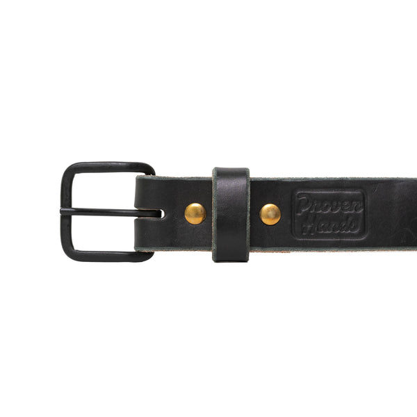 Proven Hands Classic Full Grain Leather Belt – Made in USA - Black - Black Buckle