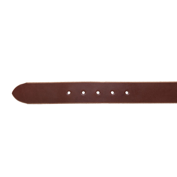 Proven Hands Classic Full Grain Leather Belt – Made in USA - Brown - Solid Brass Round Buckle