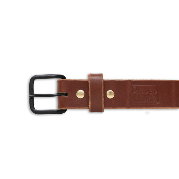 Proven Hands Classic Full Grain Leather Belt – Made in USA - Brown - Black Buckle