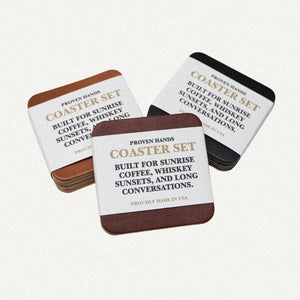 Proven Hands Full Grain Leather Coaster Set – 4 Pack – Made in USA