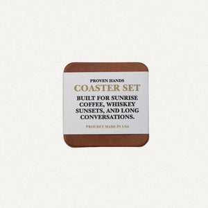 Proven Hands Full Grain Leather Coaster Set – 4 Pack – Made in USA