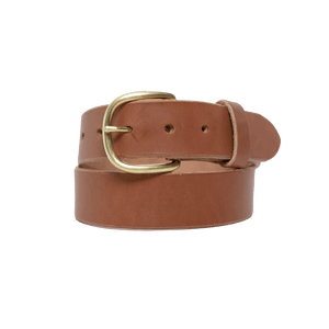Proven Hands Settler Full Grain Leather Belt – Made in USA - Buck Brown - Solid Brass Round Buckle