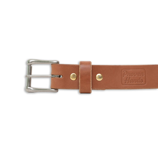 Proven Hands Settler Full Grain Leather Belt – Made in USA - Buck Brown - Gun Metal Roller Buckle